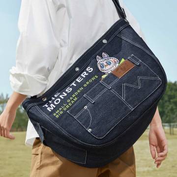 THE MONSTERS FALL IN WILD SERIES-Denim Messenger Bag